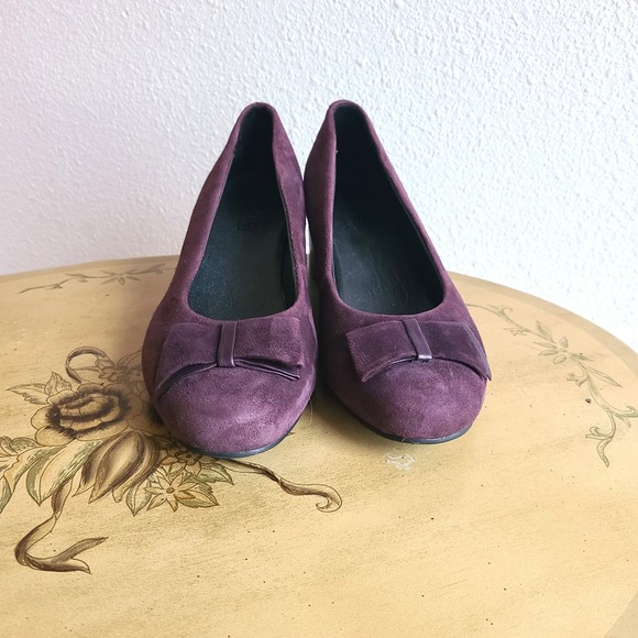 Hotter Cecelia US 4.5 Purple Suede Bow Heels Quiet Luxury Block Heel Fairycore - Picture 4 of 10